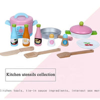 HKM-535891 Wooden DIY Kids Cooking Play Kitchen Cabinet Educational Toy Set for Imaginative Play