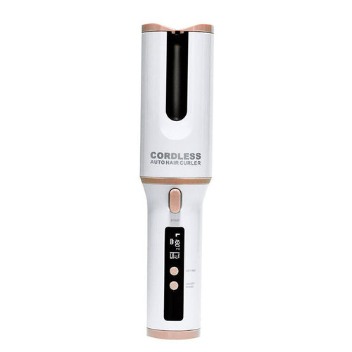HKM-536083 Metal Automatic Curling Iron - Environmentally Friendly Alloy, Wet & Dry Use, 1-2 Min Styling Time, 5200 mA Battery, White, Pink, Green