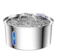 HKM-5360957 Stainless Steel Round Pet Water Dispenser with Multiple Outlet Options for Cats and Dogs
