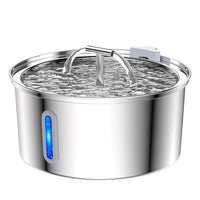 HKM-5360957 Stainless Steel Round Pet Water Dispenser with Multiple Outlet Options for Cats and Dogs