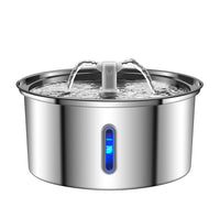 HKM-5360957 Stainless Steel Round Pet Water Dispenser with Multiple Outlet Options for Cats and Dogs