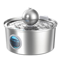 HKM-5360957 Stainless Steel Round Pet Water Dispenser with Multiple Outlet Options for Cats and Dogs