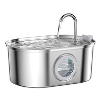 HKM-5360957 Stainless Steel Round Pet Water Dispenser with Multiple Outlet Options for Cats and Dogs