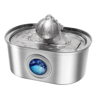 HKM-5360957 Stainless Steel Round Pet Water Dispenser with Multiple Outlet Options for Cats and Dogs