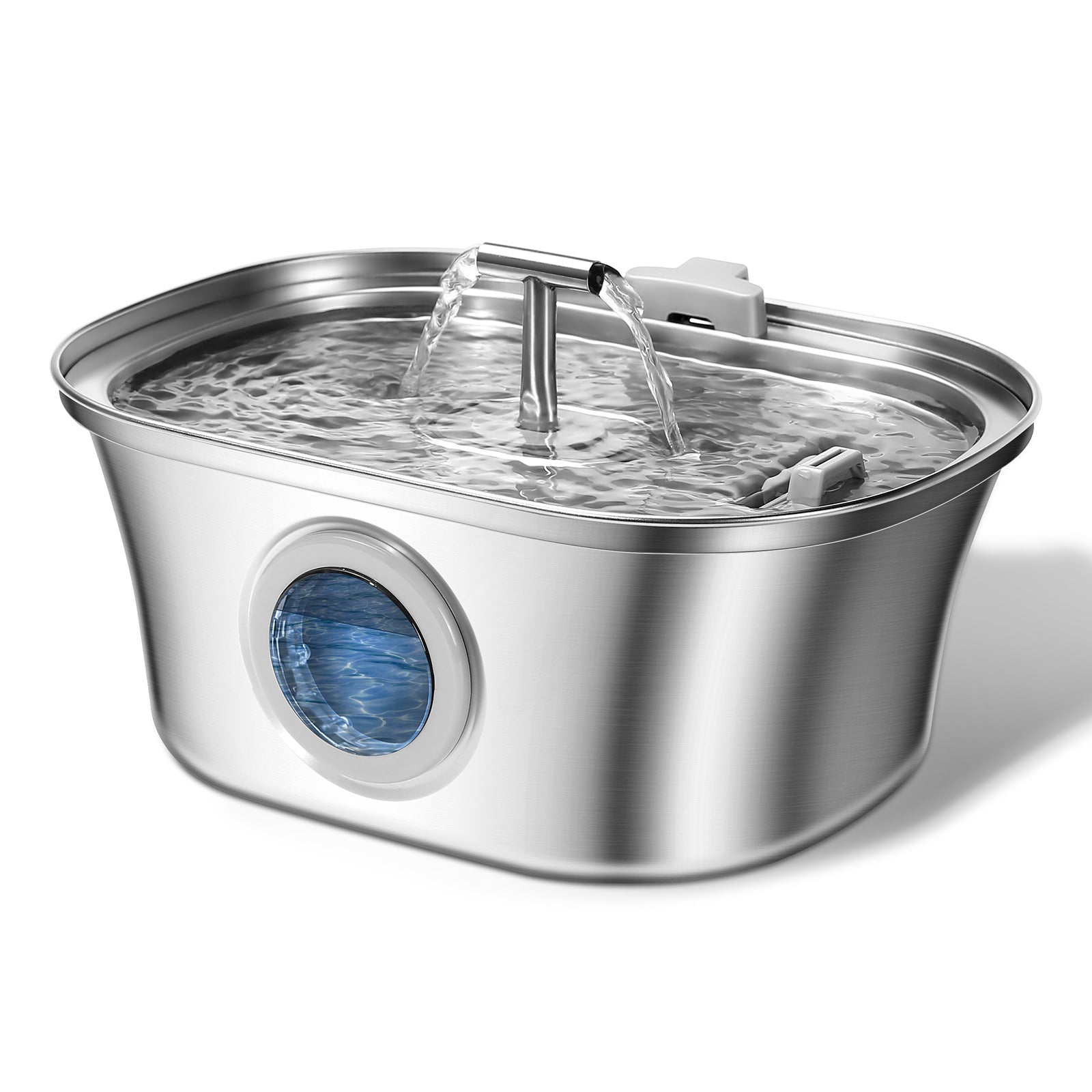 HKM-5360957 Stainless Steel Round Pet Water Dispenser with Multiple Outlet Options for Cats and Dogs