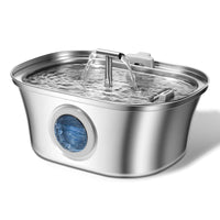 HKM-5360957 Stainless Steel Round Pet Water Dispenser with Multiple Outlet Options for Cats and Dogs