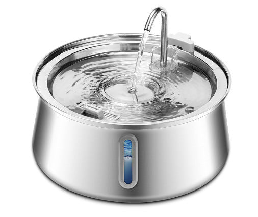 HKM-5360957 Stainless Steel Round Pet Water Dispenser with Multiple Outlet Options for Cats and Dogs