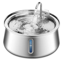 HKM-5360957 Stainless Steel Round Pet Water Dispenser with Multiple Outlet Options for Cats and Dogs