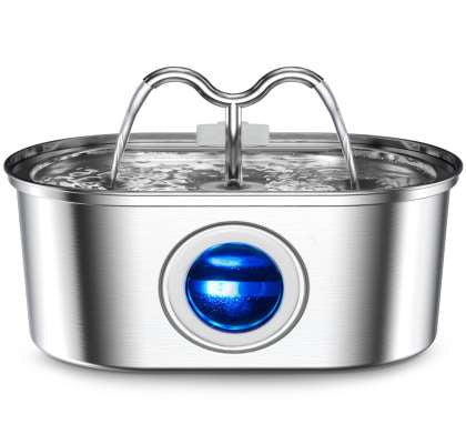 HKM-5360957 Stainless Steel Round Pet Water Dispenser with Multiple Outlet Options for Cats and Dogs