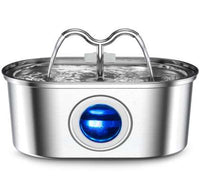 HKM-5360957 Stainless Steel Round Pet Water Dispenser with Multiple Outlet Options for Cats and Dogs