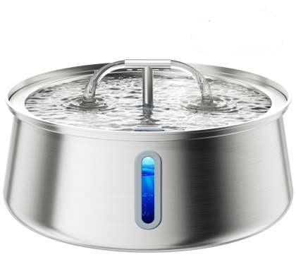 HKM-5360957 Stainless Steel Round Pet Water Dispenser with Multiple Outlet Options for Cats and Dogs