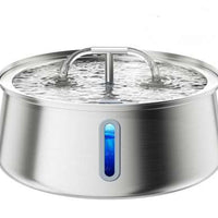 HKM-5360957 Stainless Steel Round Pet Water Dispenser with Multiple Outlet Options for Cats and Dogs