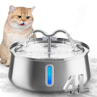 HKM-5360957 Stainless Steel Round Pet Water Dispenser with Multiple Outlet Options for Cats and Dogs