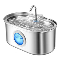 HKM-5360957 Stainless Steel Round Pet Water Dispenser with Multiple Outlet Options for Cats and Dogs