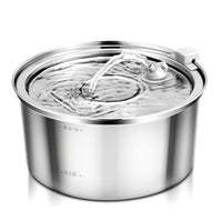 HKM-5360957 Stainless Steel Round Pet Water Dispenser with Multiple Outlet Options for Cats and Dogs
