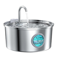 HKM-5360957 Stainless Steel Round Pet Water Dispenser with Multiple Outlet Options for Cats and Dogs