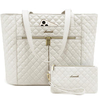 HKM-536147 Quilted Laptop Tote Bag Set for Women - Stylish Work and Travel Handbag with Briefcase for 15.6-inch Laptops