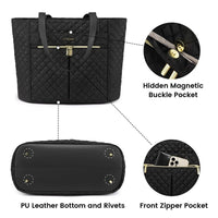 HKM-536147 Quilted Laptop Tote Bag Set for Women - Stylish Work and Travel Handbag with Briefcase for 15.6-inch Laptops
