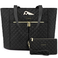 HKM-536147 Quilted Laptop Tote Bag Set for Women - Stylish Work and Travel Handbag with Briefcase for 15.6-inch Laptops