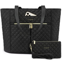 HKM-536147 Quilted Laptop Tote Bag Set for Women - Stylish Work and Travel Handbag with Briefcase for 15.6-inch Laptops