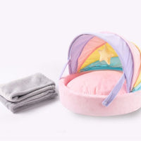 HKM-5361725 Washable Pet Sleeping Bed with Soft Blanket and Colorful Nest for Cats and Dogs - Medium Size