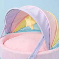 HKM-5361725 Washable Pet Sleeping Bed with Soft Blanket and Colorful Nest for Cats and Dogs - Medium Size