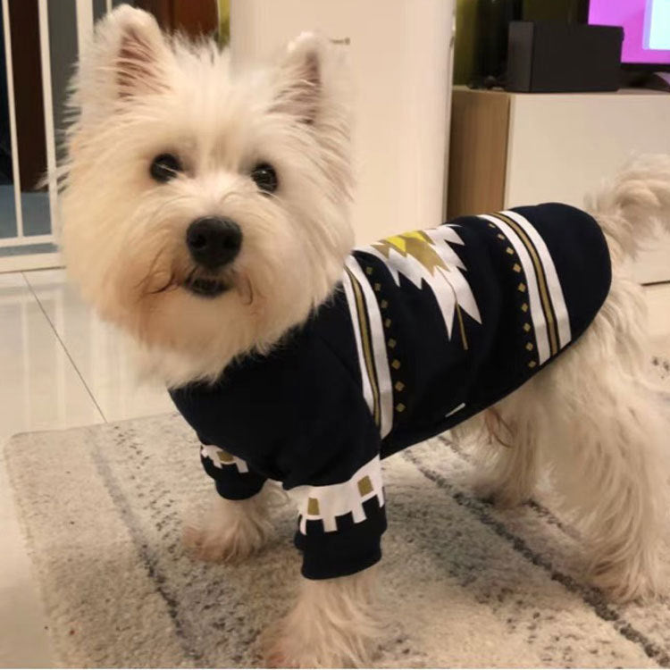 HKM-5361853 Geometric Print Cotton Sweater for Pets in Retro Colors