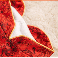 HKM-5362237 Chinese Dragon Brocade Pet Vest with Faux Fur Trim for Large and Medium Dogs