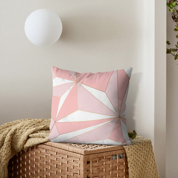 HKM-536403 Geometric Pattern Printed Peach Skin Fabric Pillow Cover 45x45cm