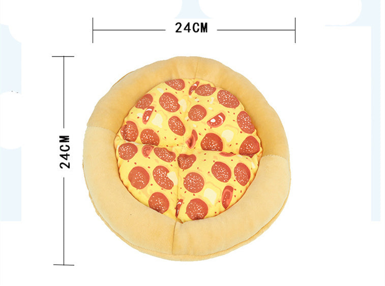 HKM-5364285 Durable Cloth Pet Toy with Sound Features - Pizza Shape, Bite Resistant, 24x24x2.5cm