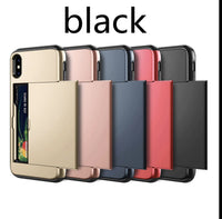 HKM-536467 Shockproof Hybrid Wallet Case for iPhone Models - TPU Back Cover in Multiple Colors
