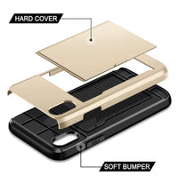 HKM-536467 Shockproof Hybrid Wallet Case for iPhone Models - TPU Back Cover in Multiple Colors