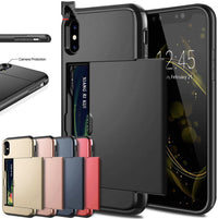 HKM-536467 Shockproof Hybrid Wallet Case for iPhone Models - TPU Back Cover in Multiple Colors