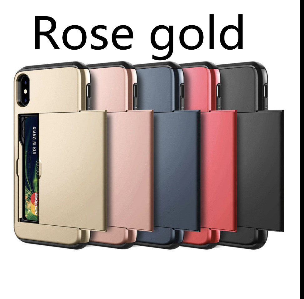HKM-536467 Shockproof Hybrid Wallet Case for iPhone Models - TPU Back Cover in Multiple Colors