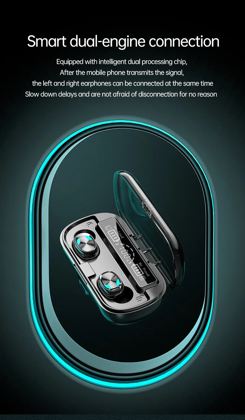 HKM-536595 True Wireless Stereo Earbuds with Noise Cancellation and LED Fast Charging, In-Ear Design, Type-C Connectivity