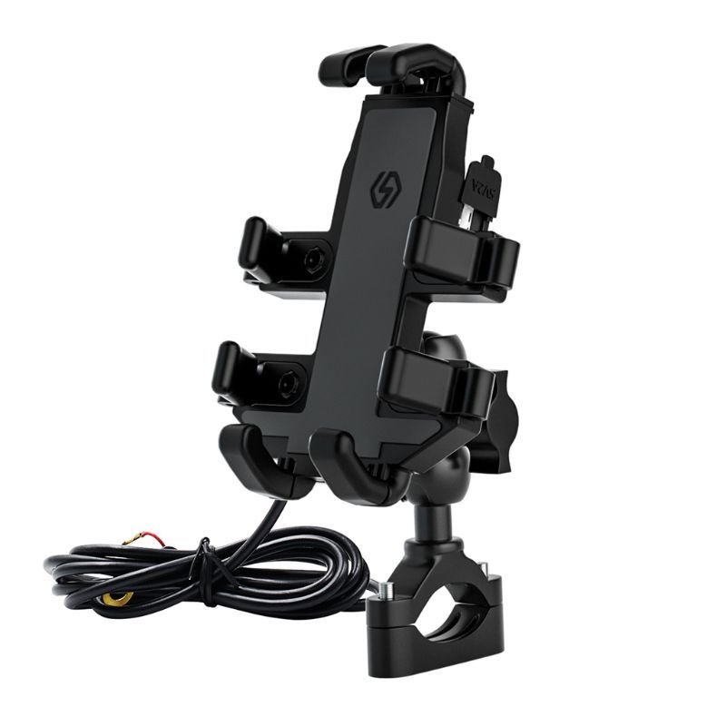 HKM-536659 Motorcycle Phone Holder with USB Charging for Navigation - Simple ABS Design