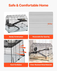 HKM-5367101 Wire Hamster Cage Habitat 29.5in for Small Rodents – Secure, Spacious, and 360-Degree View Design