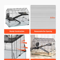 HKM-5367101 Wire Hamster Cage Habitat 29.5in for Small Rodents – Secure, Spacious, and 360-Degree View Design