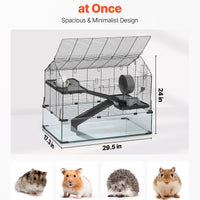 HKM-5367101 Wire Hamster Cage Habitat 29.5in for Small Rodents – Secure, Spacious, and 360-Degree View Design
