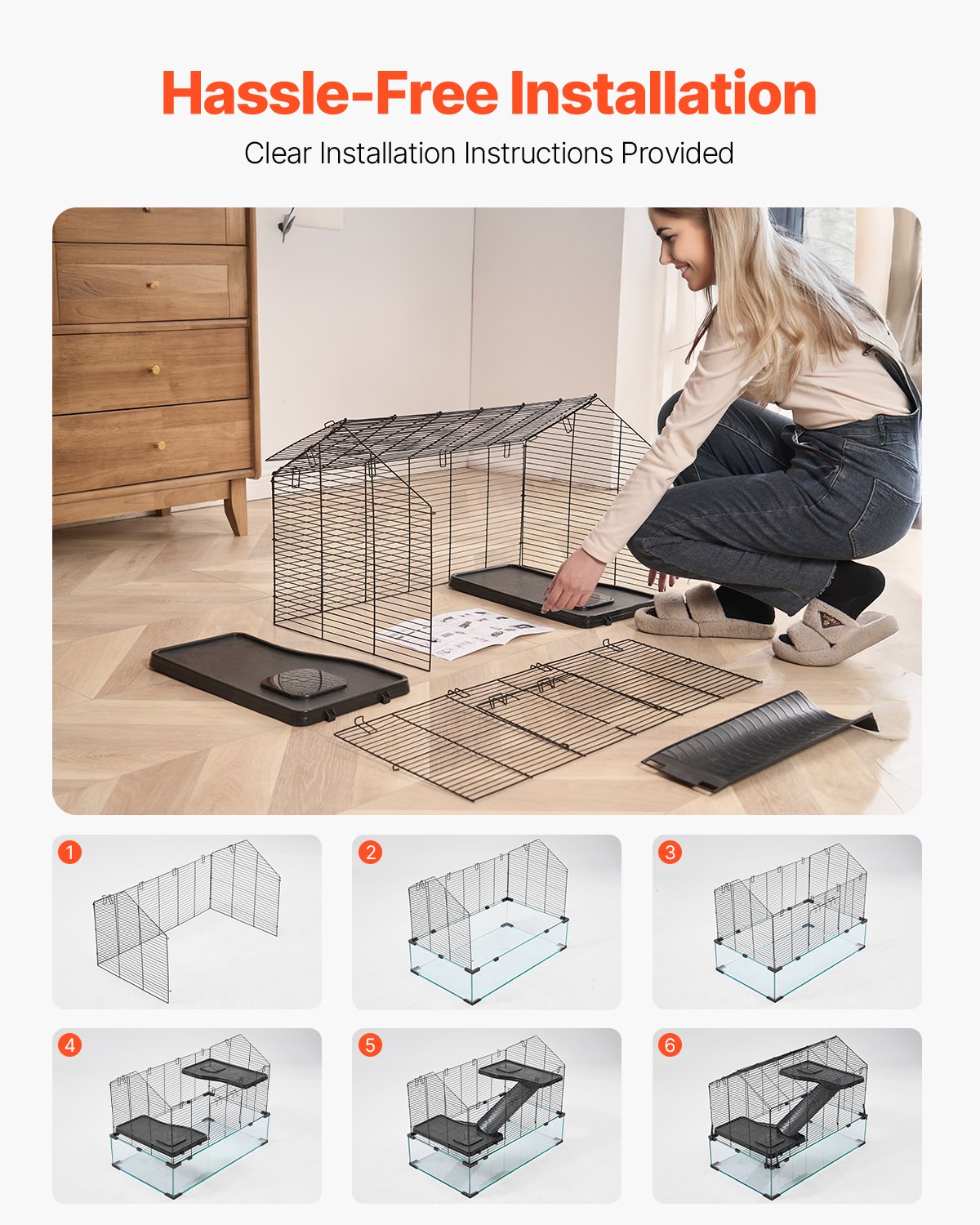 HKM-5367101 Wire Hamster Cage Habitat 29.5in for Small Rodents – Secure, Spacious, and 360-Degree View Design