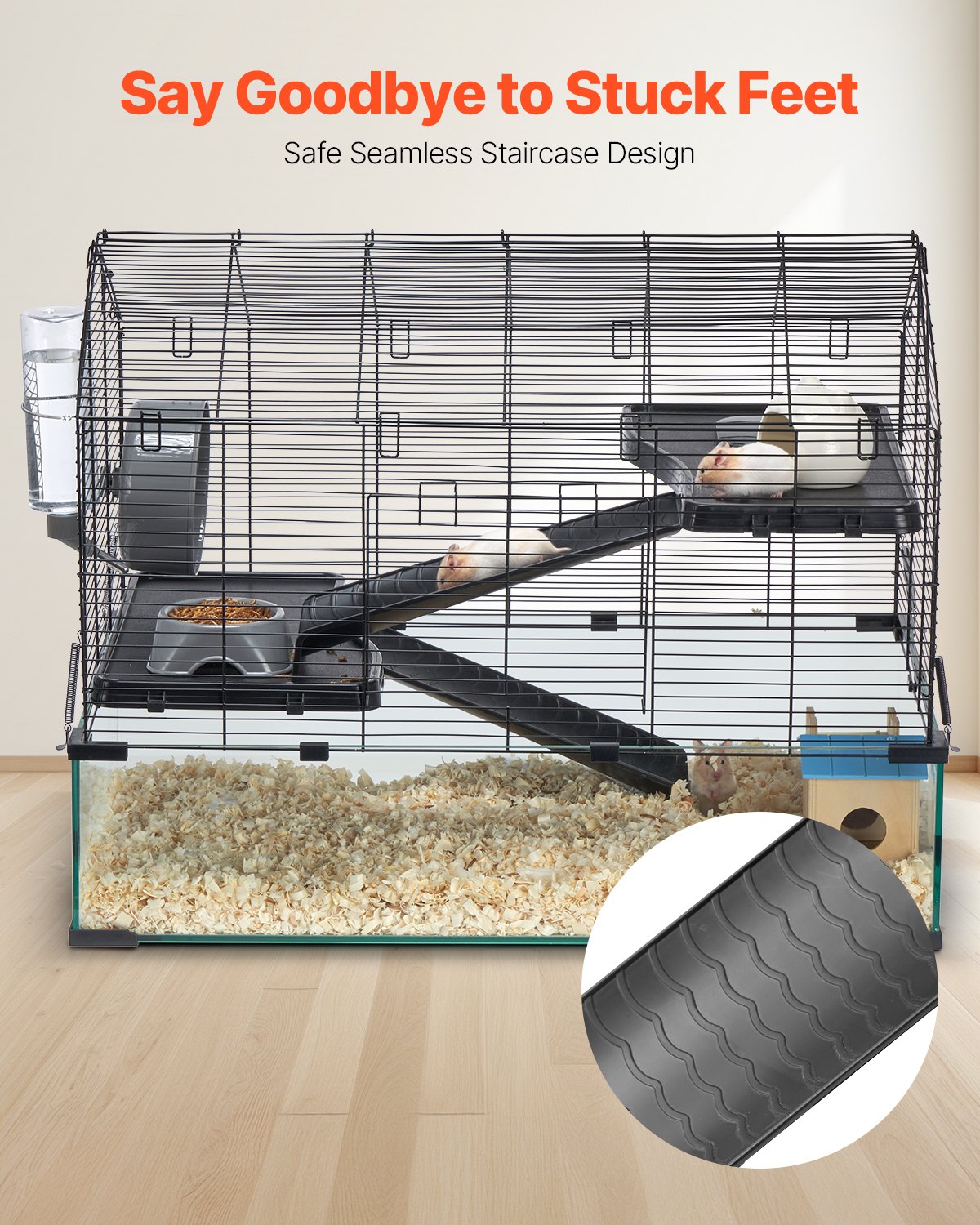 HKM-5367101 Wire Hamster Cage Habitat 29.5in for Small Rodents – Secure, Spacious, and 360-Degree View Design