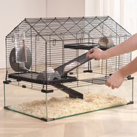 HKM-5367101 Wire Hamster Cage Habitat 29.5in for Small Rodents – Secure, Spacious, and 360-Degree View Design