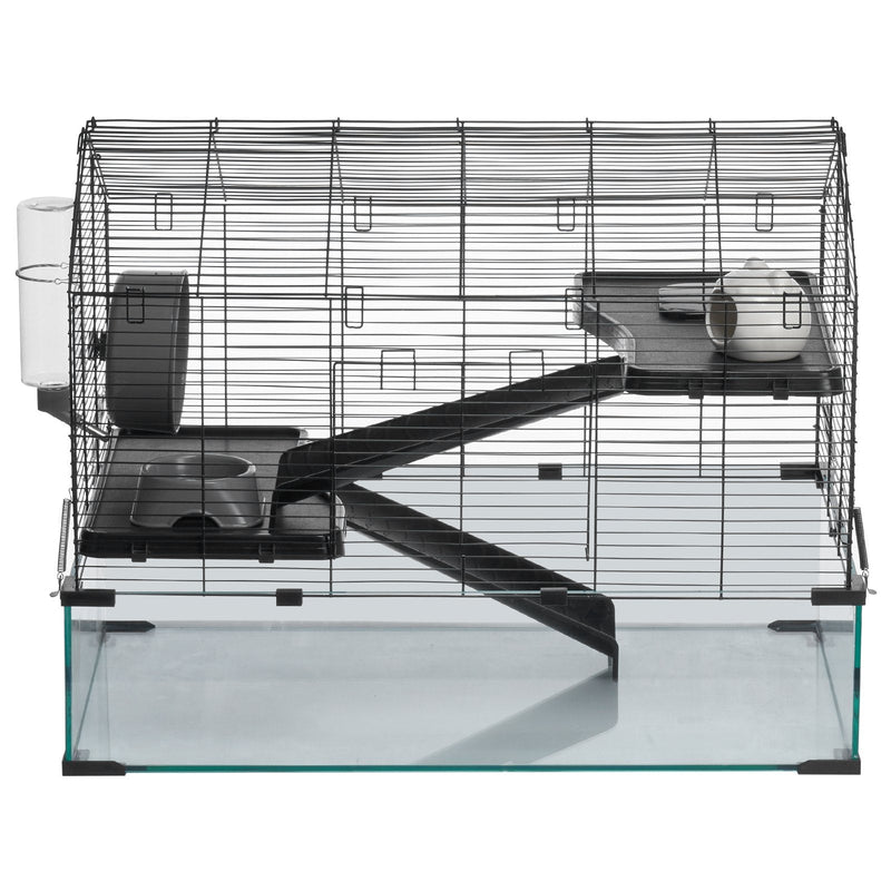 HKM-5367101 Wire Hamster Cage Habitat 29.5in for Small Rodents – Secure, Spacious, and 360-Degree View Design