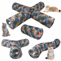 HKM-5368509 Foldable Cat Tunnel with Multiple Passes for Engaging Playtime