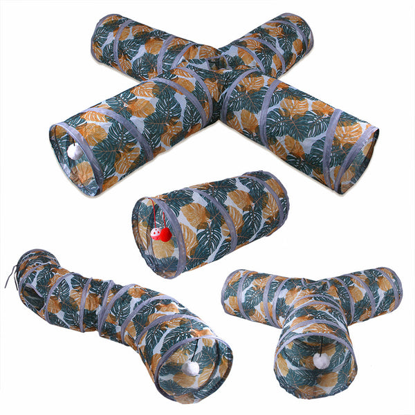 HKM-5368509 Foldable Cat Tunnel with Multiple Passes for Engaging Playtime