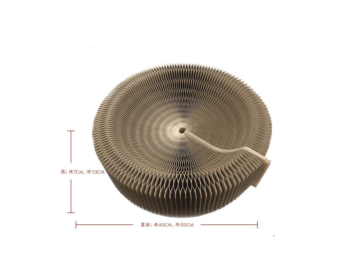 HKM-5369405 Deformed Cat Scratching Board - Corrugated Paper, 50cm Diameter, 13cm Height, 1.2kg