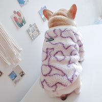 HKM-5369789 Warm and Cozy Thickened Grain Fleece Dog Coat in Purple - Sizes S to XL