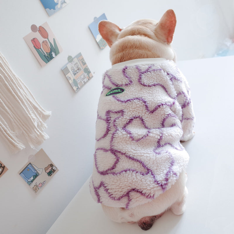 HKM-5369789 Warm and Cozy Thickened Grain Fleece Dog Coat in Purple - Sizes S to XL