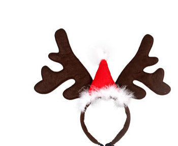 HKM-5371453 Christmas-Themed Short Plush Hat for Pets ¨C Universal Fit for Cats and Dogs