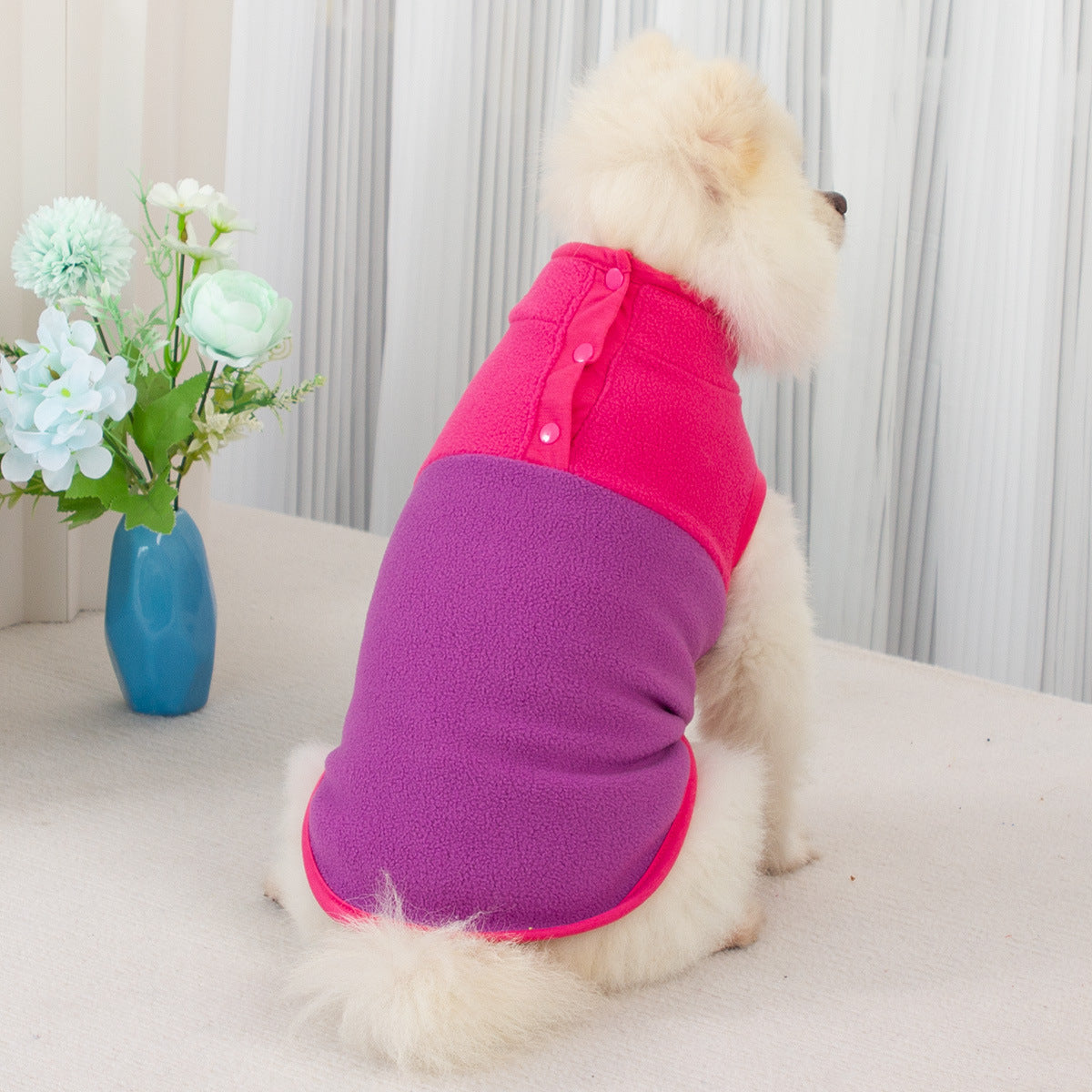 HKM-5371581 Fluffy Stand Collar Jacket in Contrast Colors for All Occasions